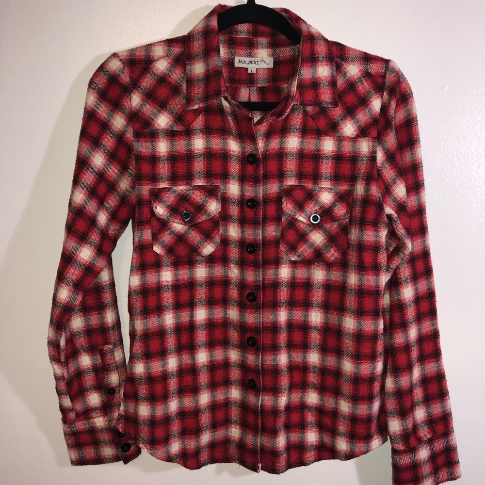 Red, white, and black plaid flannel
